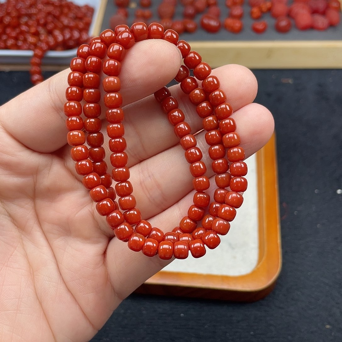 未镶嵌3号瓦西柿子红卡6老型108南红玛瑙