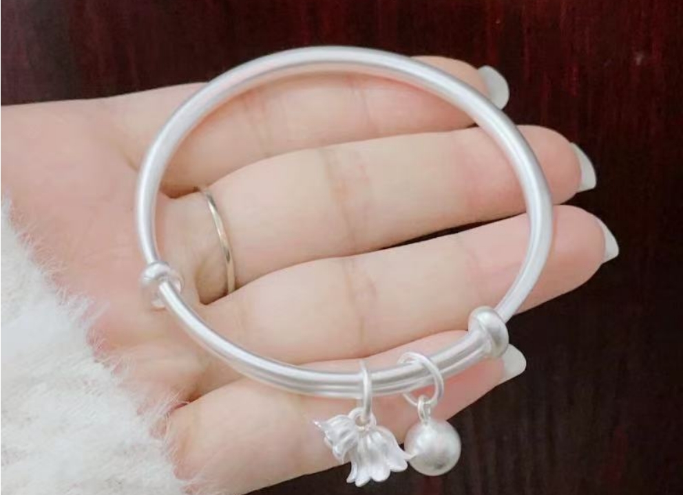 祥鑫银饰 铃兰花手镯女铃铛手环新国风精品镯子C003 无礼盒