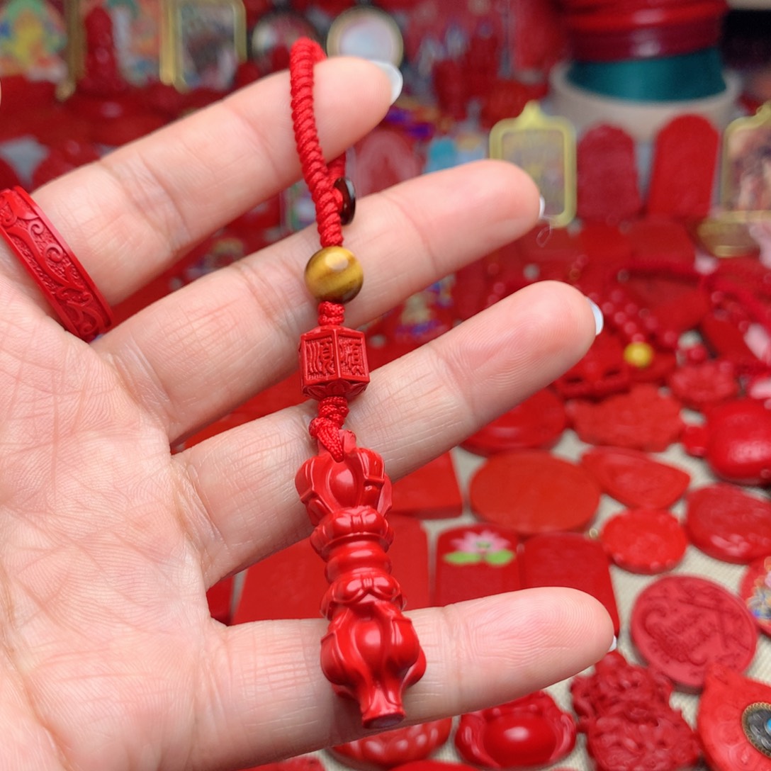 天然辰砂工艺品朱砂钥匙扣