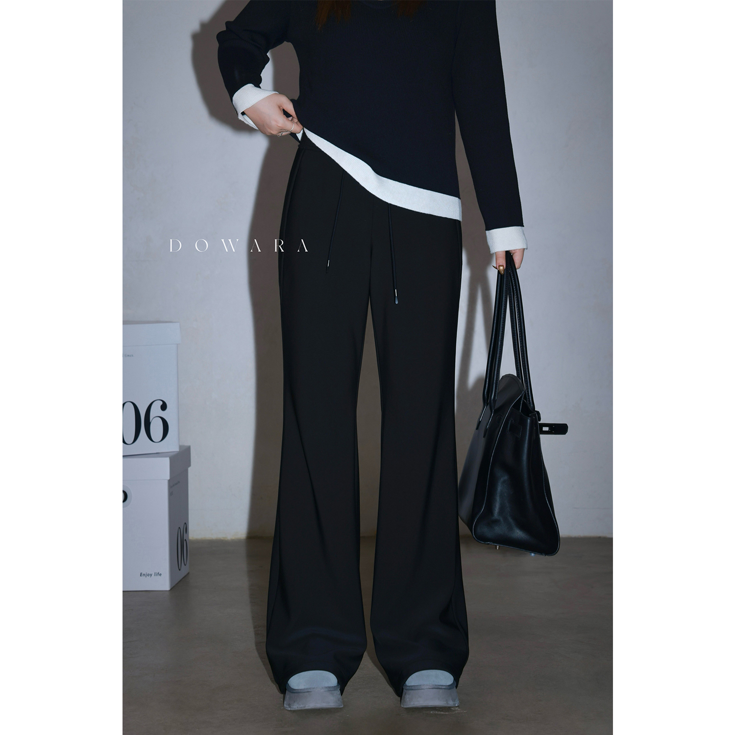 大婉酱微胖定制【超模裤2.0】冬加绒高腰显瘦修身垂感休闲裤0525D