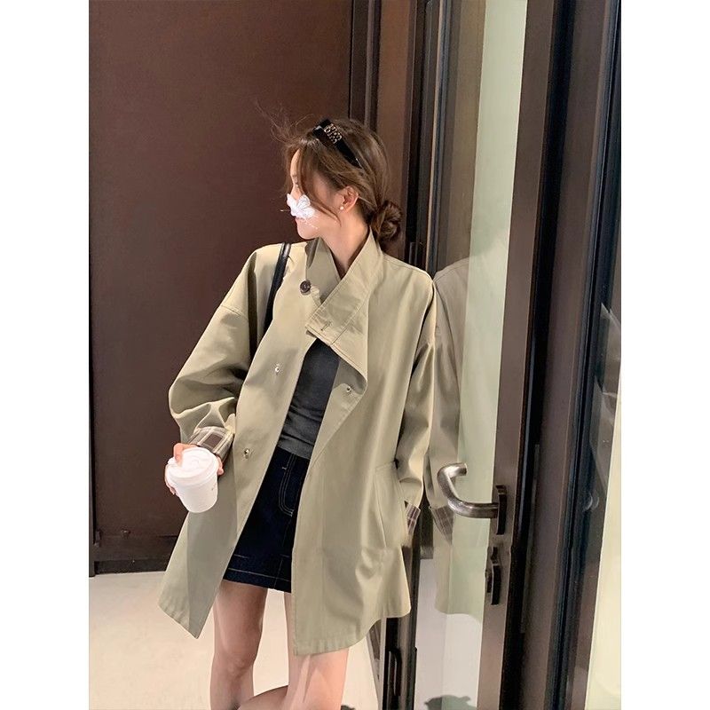 2025春季新款高级感小个子短款风衣女宽松休闲短外套复古简约日系