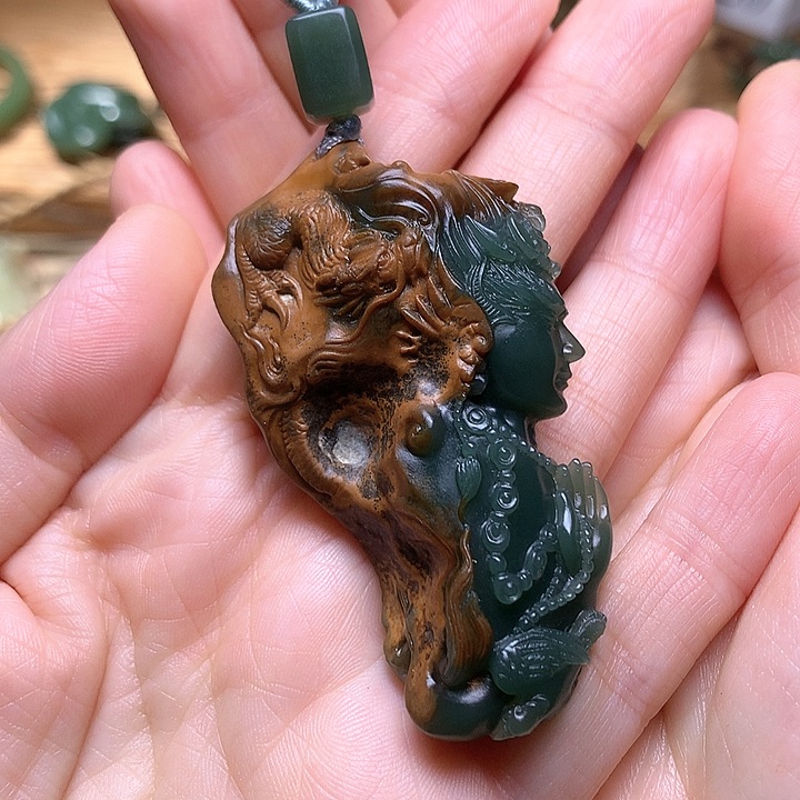 岫岩河磨玉（透闪石质玉）未镶嵌挂件天*1