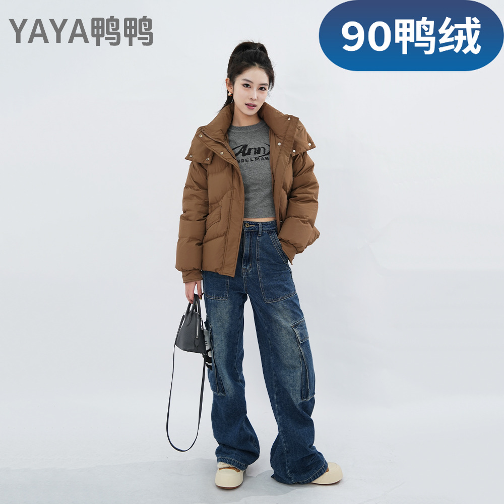 YAYA/鸭鸭90绒时尚新款羽绒服女装潮牌外出新款外套YE4B605982H