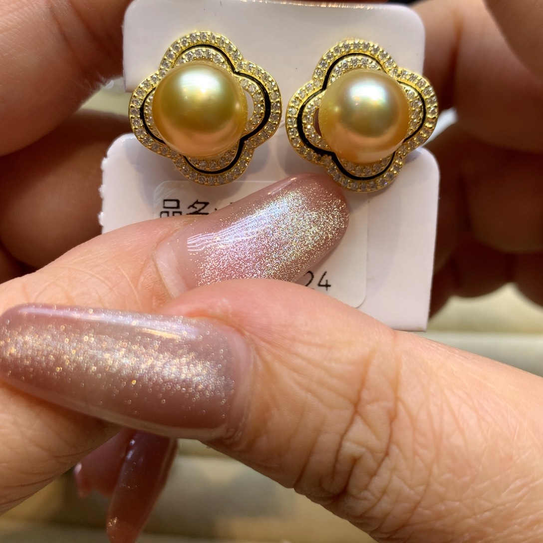 银S925镶嵌耳饰海水珍珠