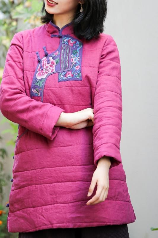 大吉亚麻绣花棉服