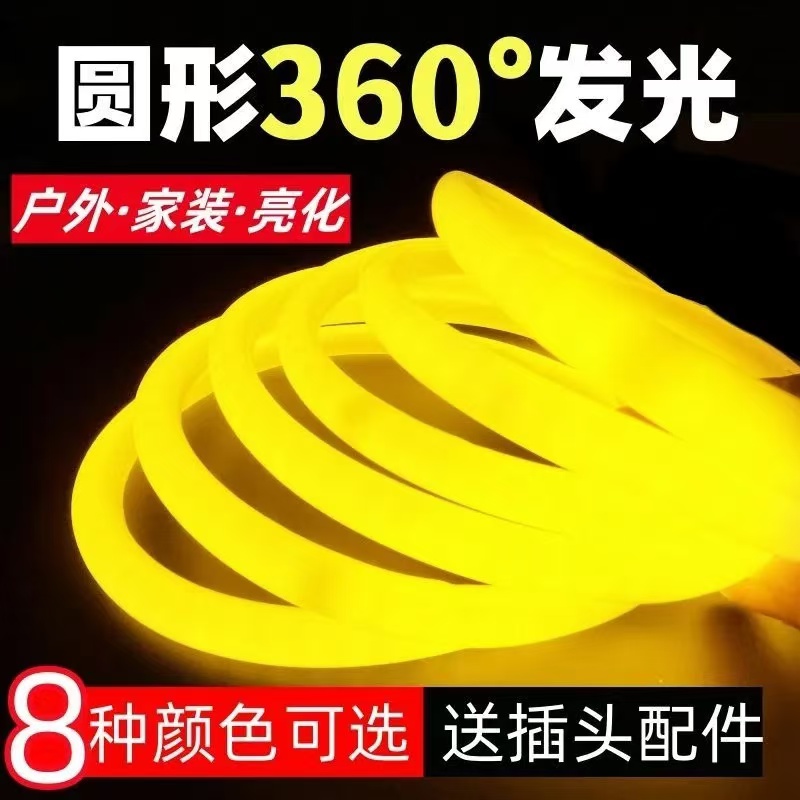 芯片导电圆灯带LED硅胶柔性高压超亮户外专用软灯条灯带户外专用