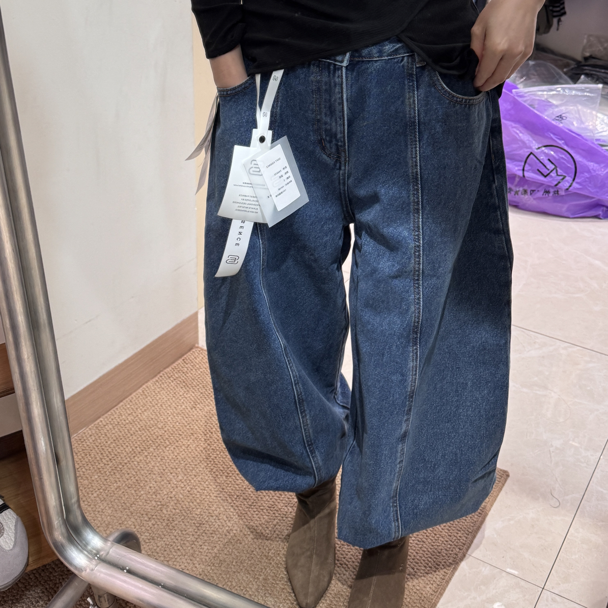 爆款神裤牛仔50099设计感加绒加厚复古秋季显瘦休闲阔腿长裤