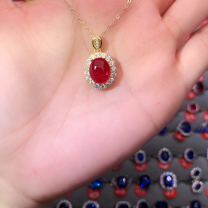 红宝石吊坠(赠链)银S925镶嵌