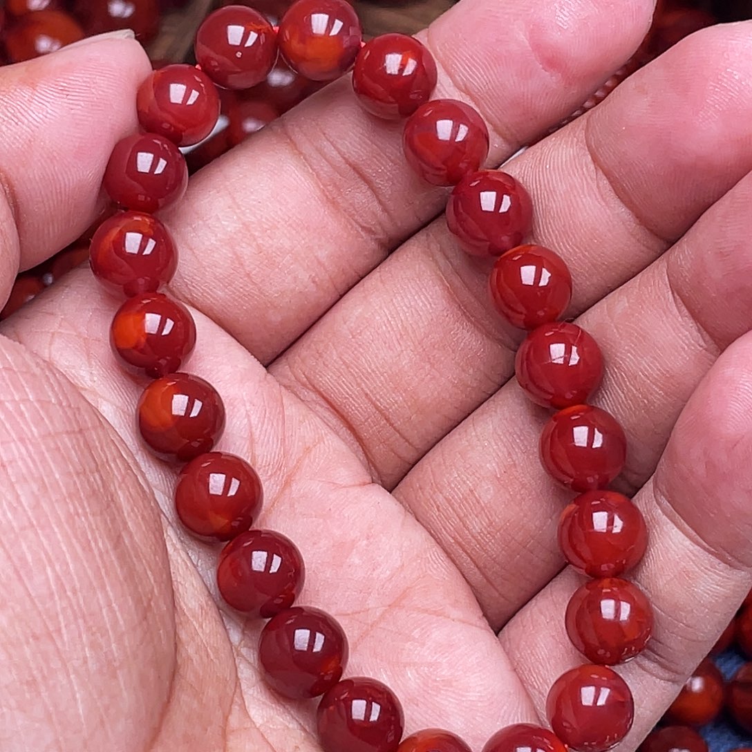 柠****南红玛瑙未镶嵌手链南红瓦西卡9牛血原矿