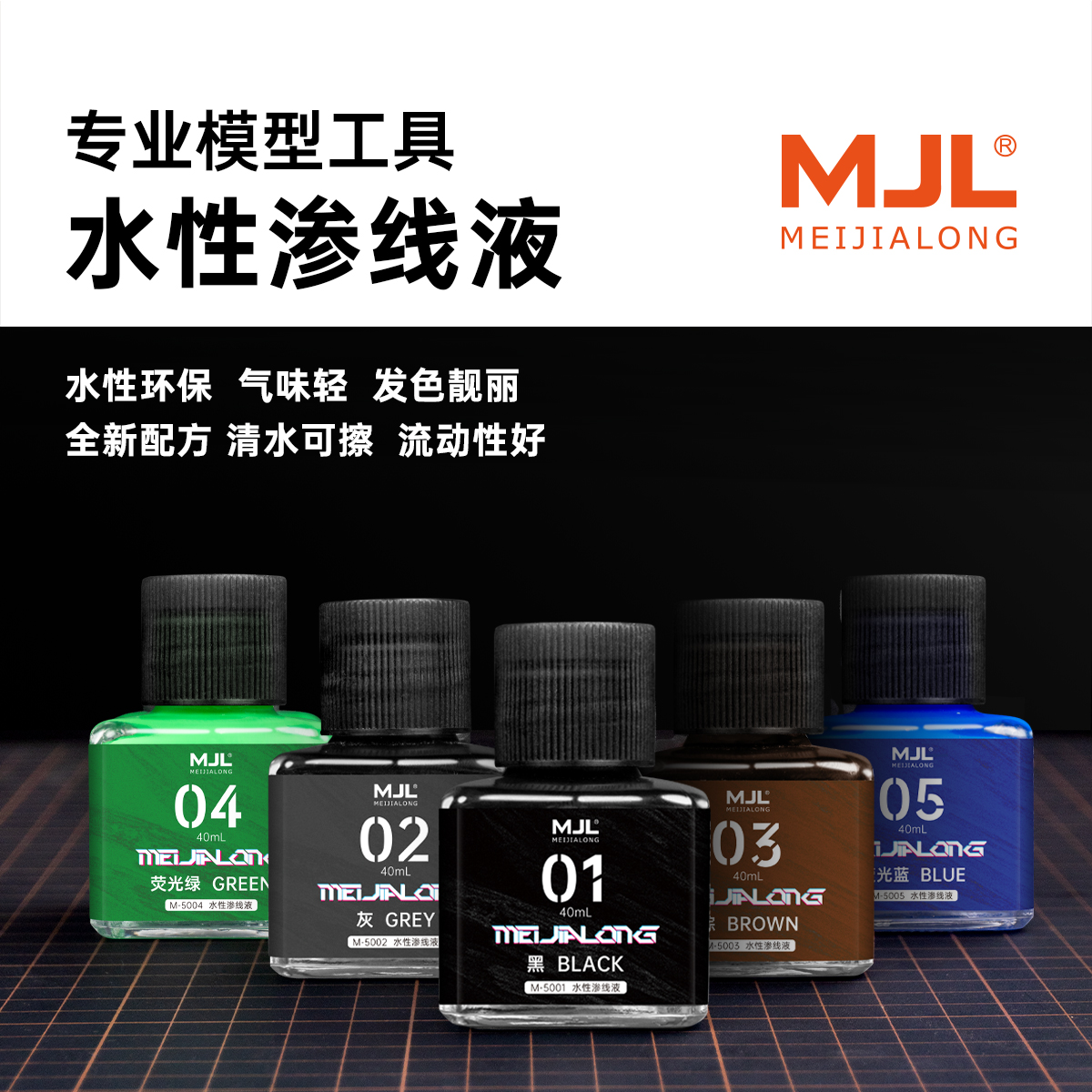 美佳龙MJL丨水性丨荧光渗线液 安全环保 GK刻线立体上色 高达模型