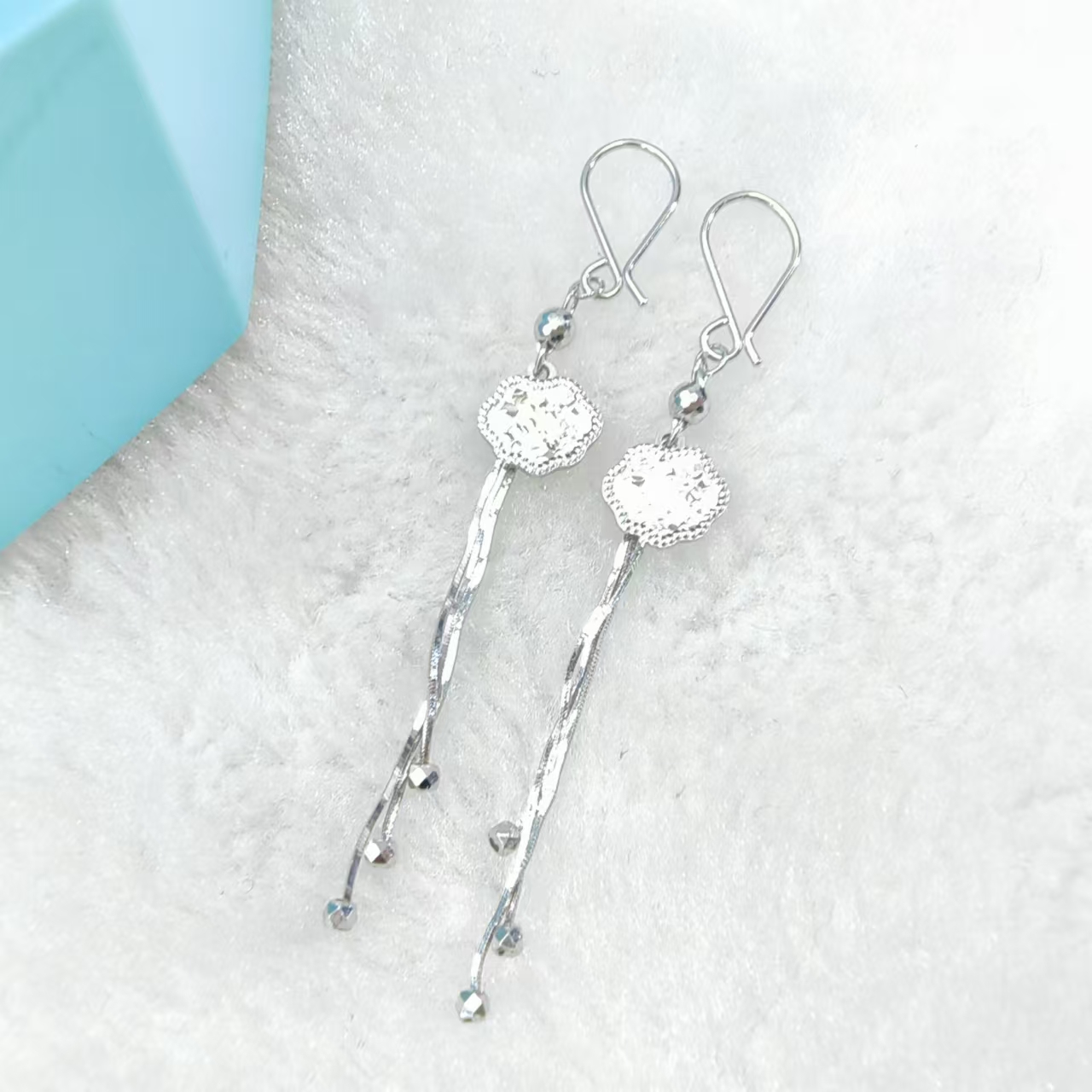 PT950铂金耳饰 碎碎冰祥云锁流苏铂金耳钩约6cm 时尚气质