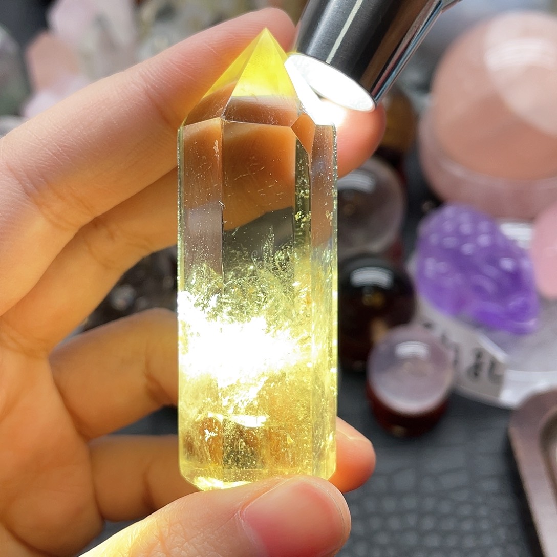 未镶嵌珠宝半成品水晶25黄水晶柱子6.9cm