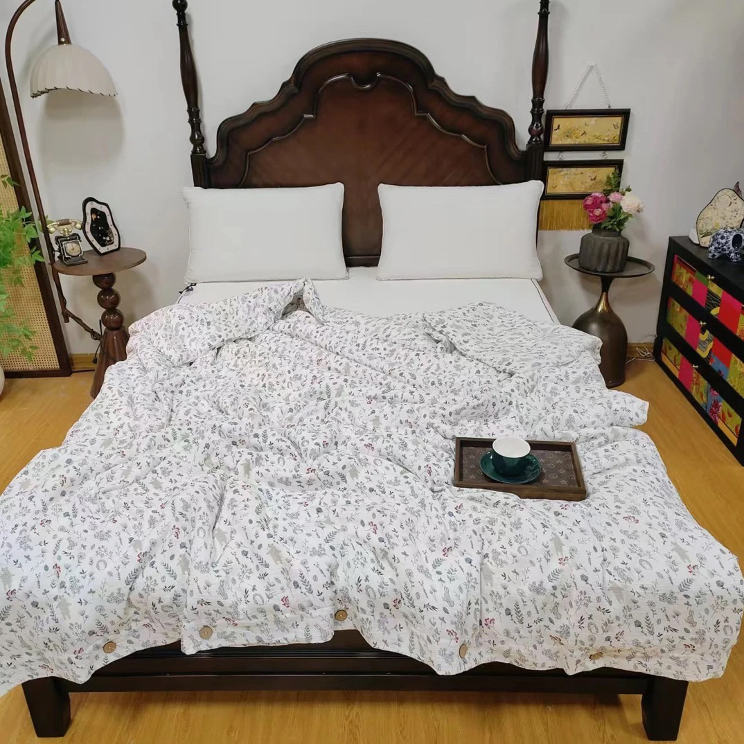 纯棉皱皱纱椰子纽扣款加大被套220*240微瑕～F631