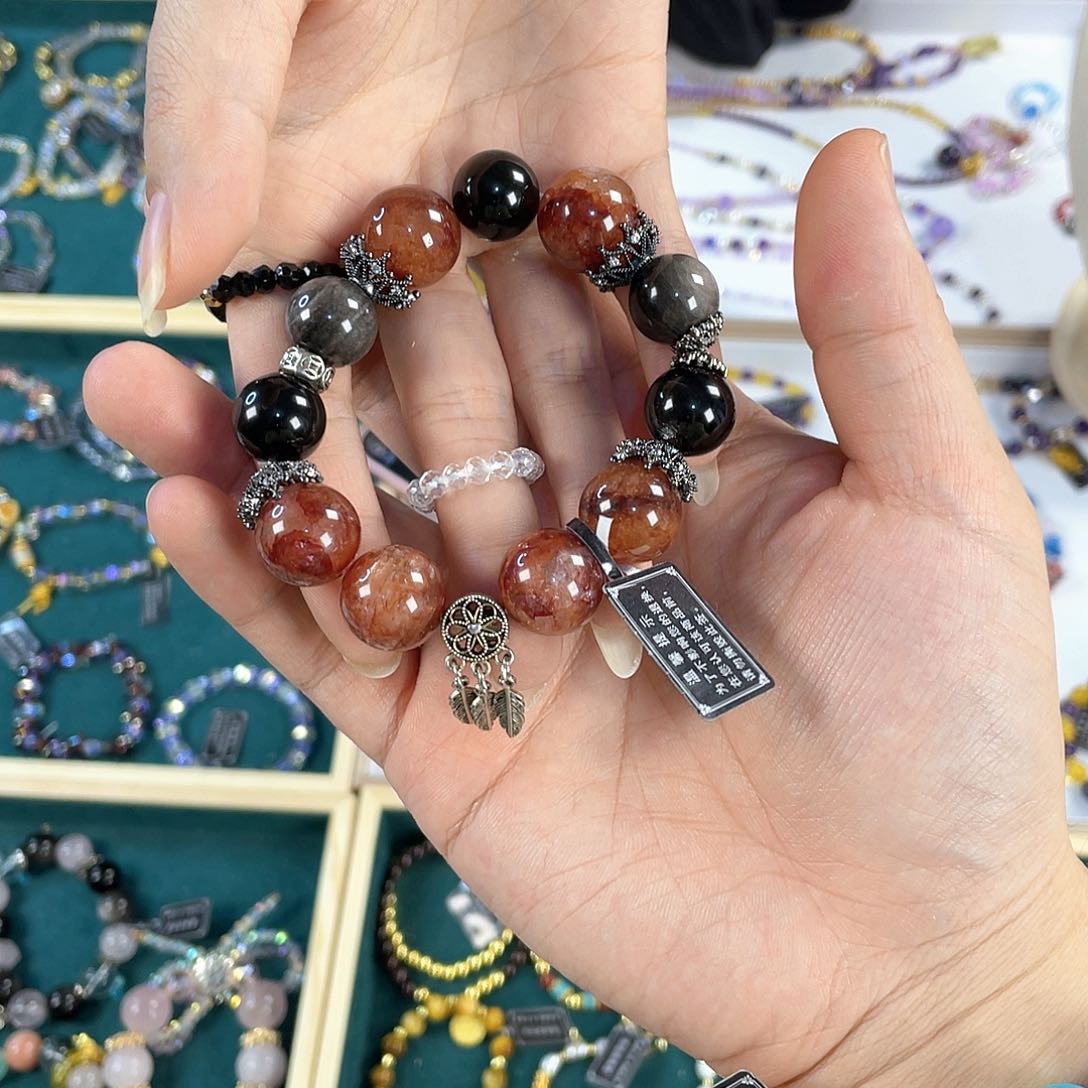 水晶手链银S925镀金镶嵌