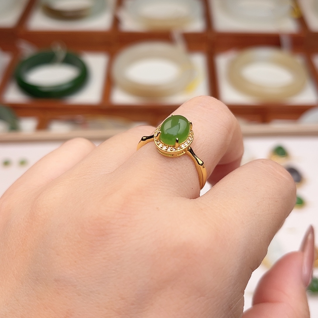 和田玉银S925镶嵌戒指