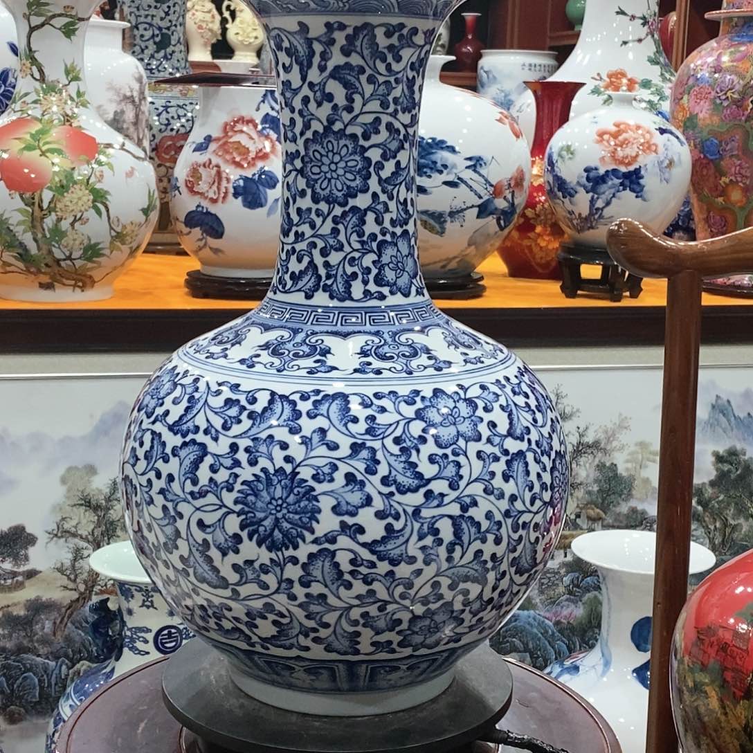 摆件宇****石景德镇陶瓷花平