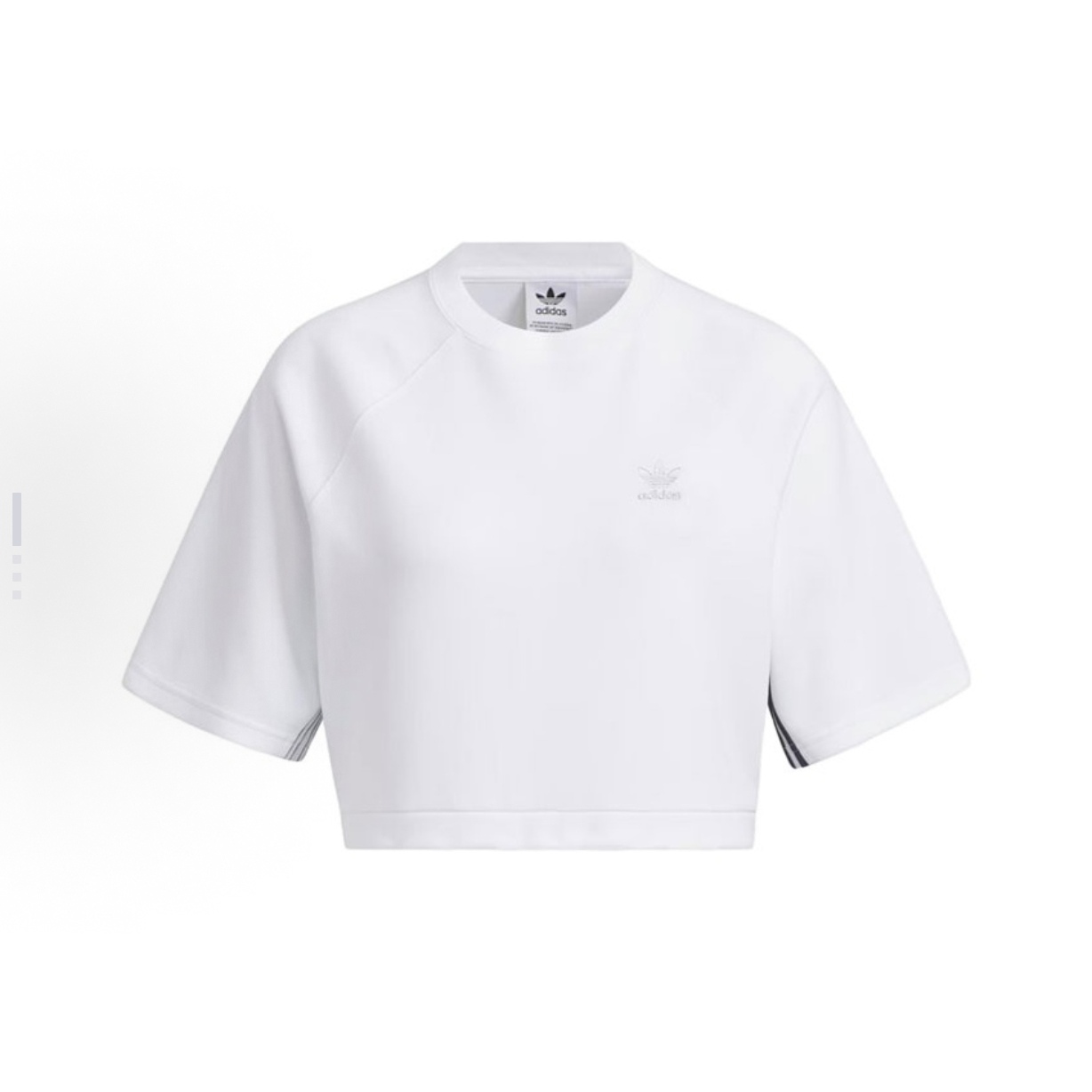 adidas  三叶草 短款运动圆领短袖  插肩袖T恤 女款 白色IN1006