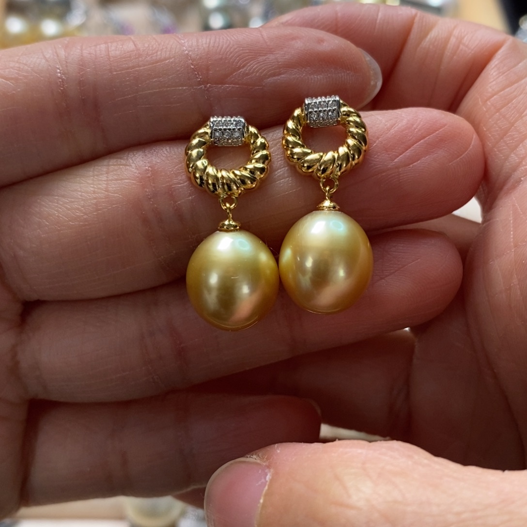 海水珍珠耳饰银S925镶嵌