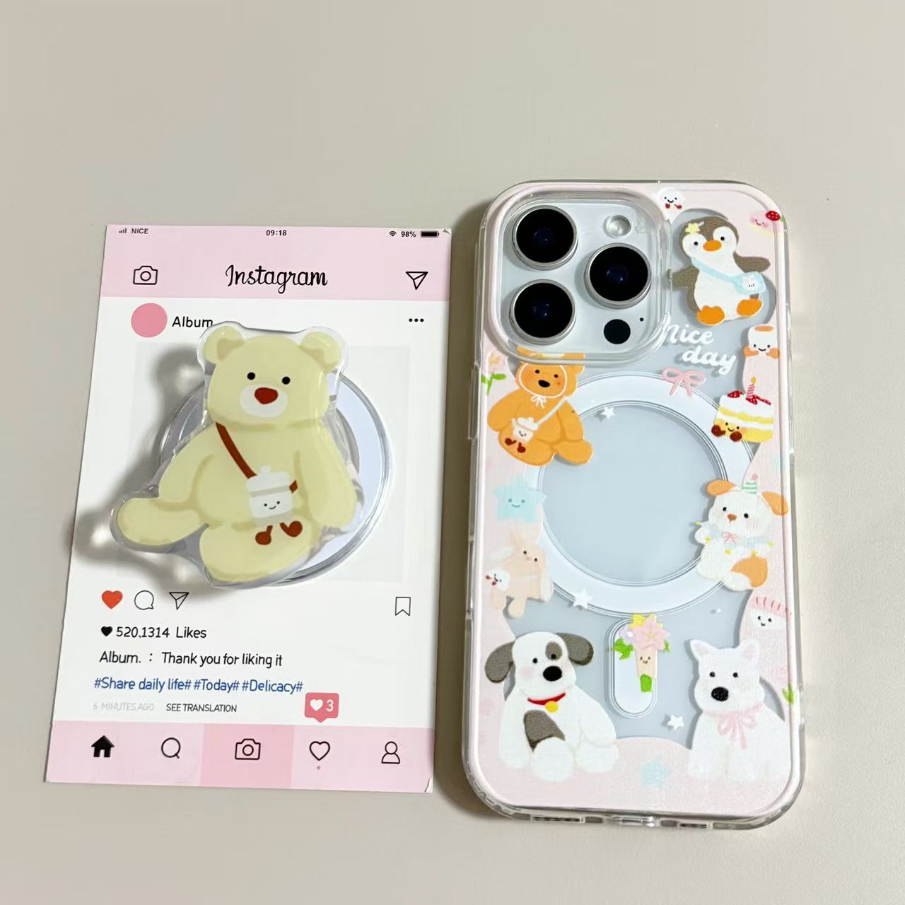 【亚克力磁吸】jellycat小动物支架透明手机壳适用苹果16/15/14防摔