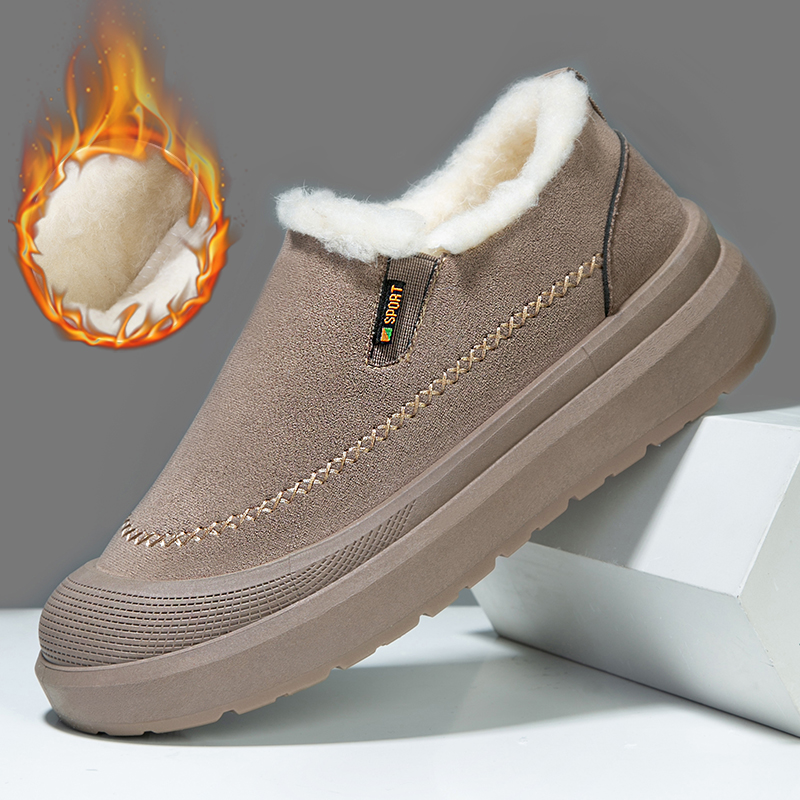 冬季新款绵羊毛雪地靴男女同款厚底增高休闲鞋保暖加绒棉鞋一脚蹬