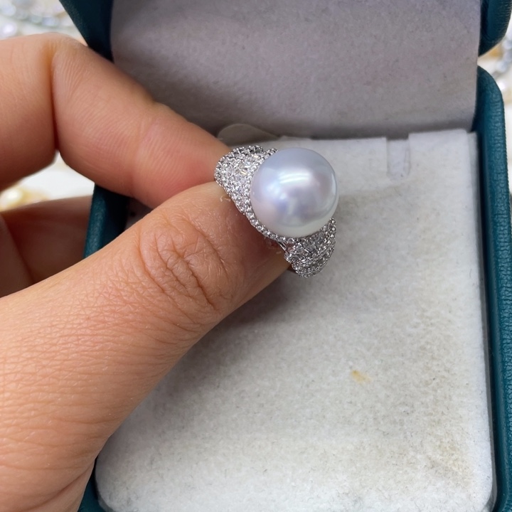 海水珍珠戒指银S925镶嵌