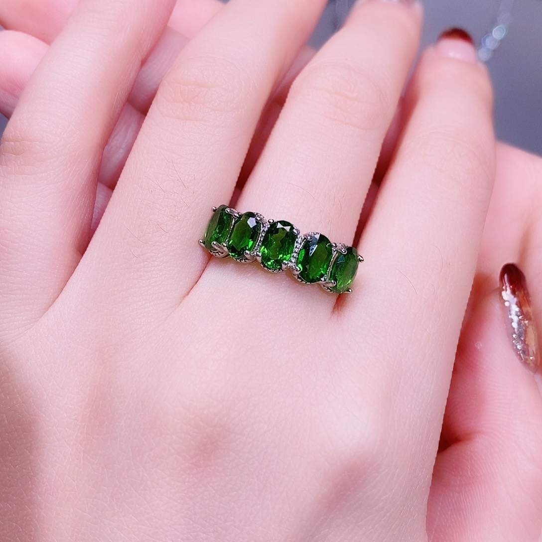透辉石戒指银S925镶嵌