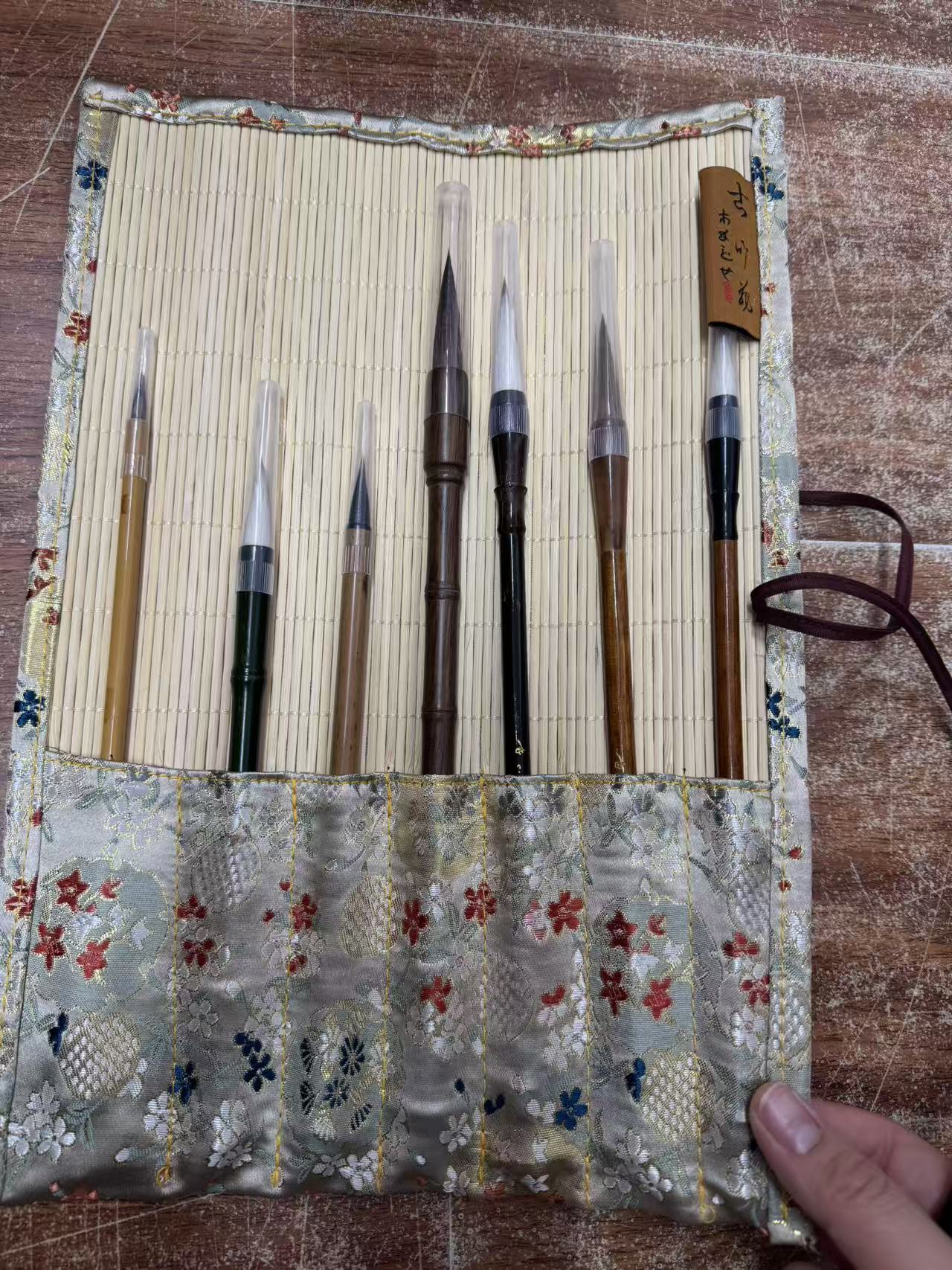 A文房四宝毛笔楷书行书书法毛笔字用毛笔（蓝色樱花竹帘）354