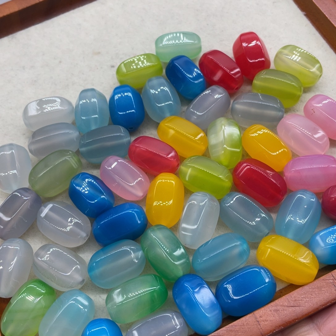 玛瑙/玉髓珠宝半成品未镶嵌包圆巴西玛瑙共53粒