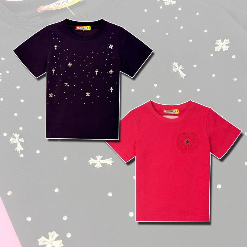 081克罗烫钻短袖T恤儿童高定款重磅面料夏季上衣潮流百搭时尚重工