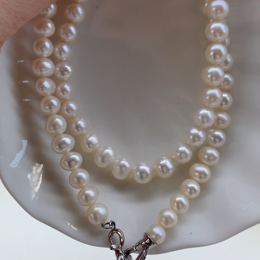 颈饰银S925镶嵌淡水珍珠