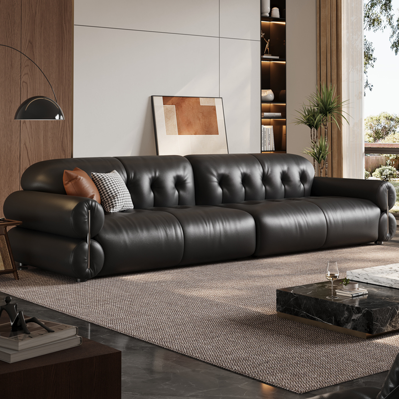 轻奢风意式皮艺沙发半青皮沙发可折叠创意家用皮艺