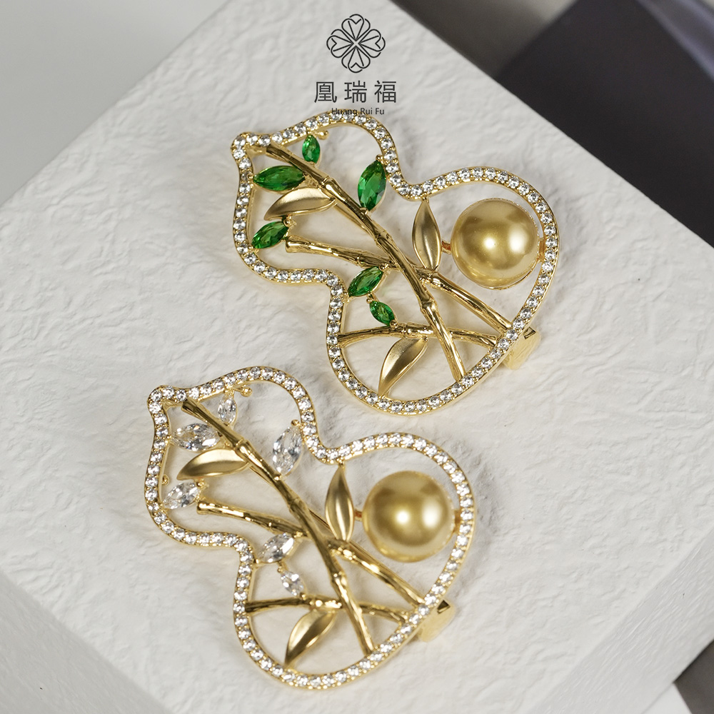 凰瑞福 合金锆石胸针 时尚单品葫芦款女胸针 西装别针配饰