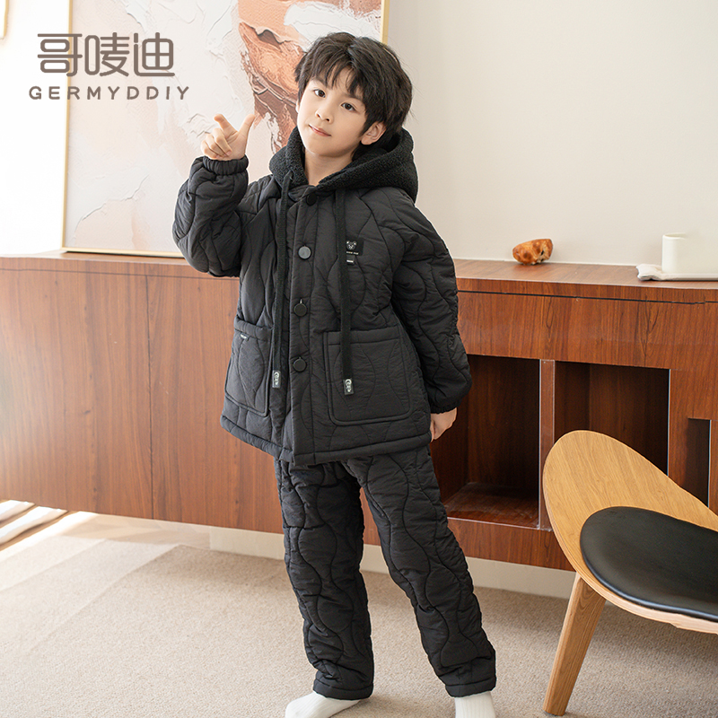 GERMYDDIY/哥唛迪男童睡衣冬季羽绒款加厚加绒连帽男孩中大童套装