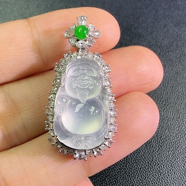 翡翠18K金镶嵌吊坠(不含链)