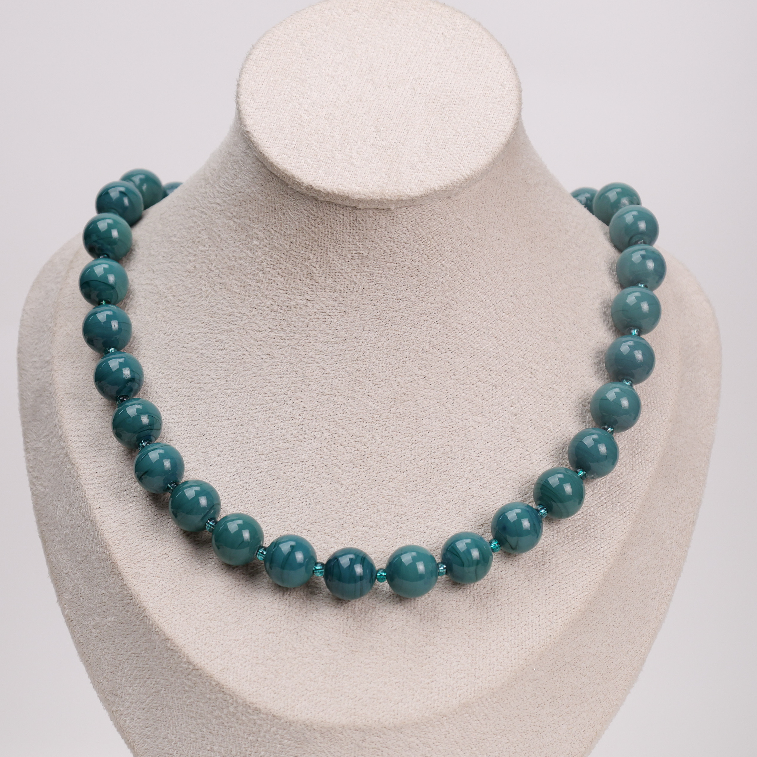 合金项链 玉楼东合金项链 LZ0915 12mm太师绿满串琉璃项链  42cm 