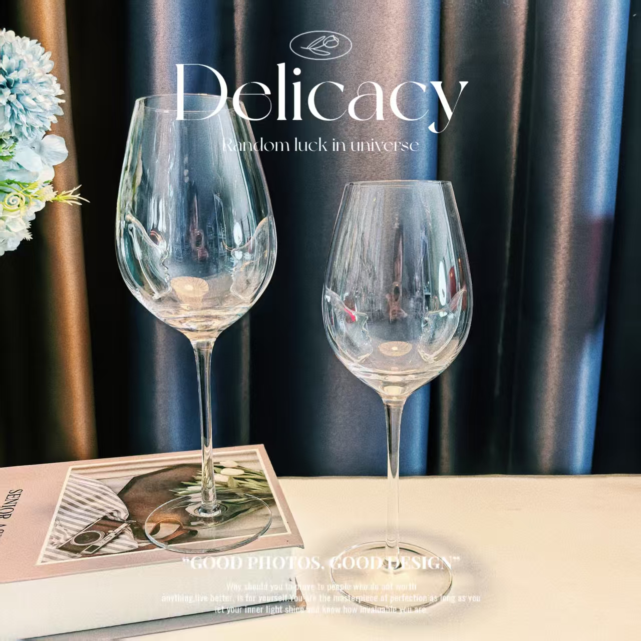 惊喜家2只透明人脸红酒杯手工轻奢高脚杯无铅水晶玻璃家用独特