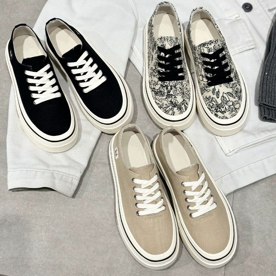 厚底帆布鞋女2024夏季新款系带板鞋软底透气休闲小白鞋Z2802