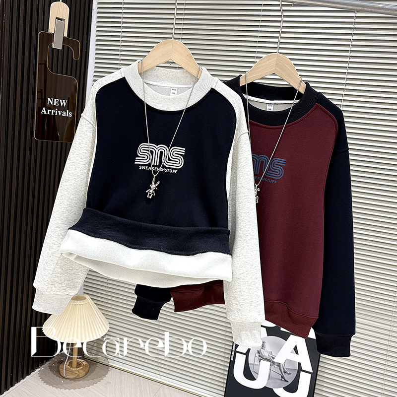 130-180【百搭】青少年男童卫衣儿童秋冬大童男孩冬装加绒打底衫t恤