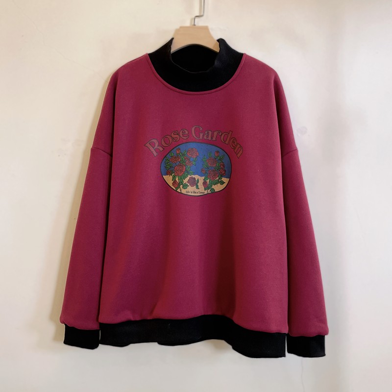 加绒加厚保暖休闲卫衣年轻中年妈妈装宽松遮肉冬季新款YX301143