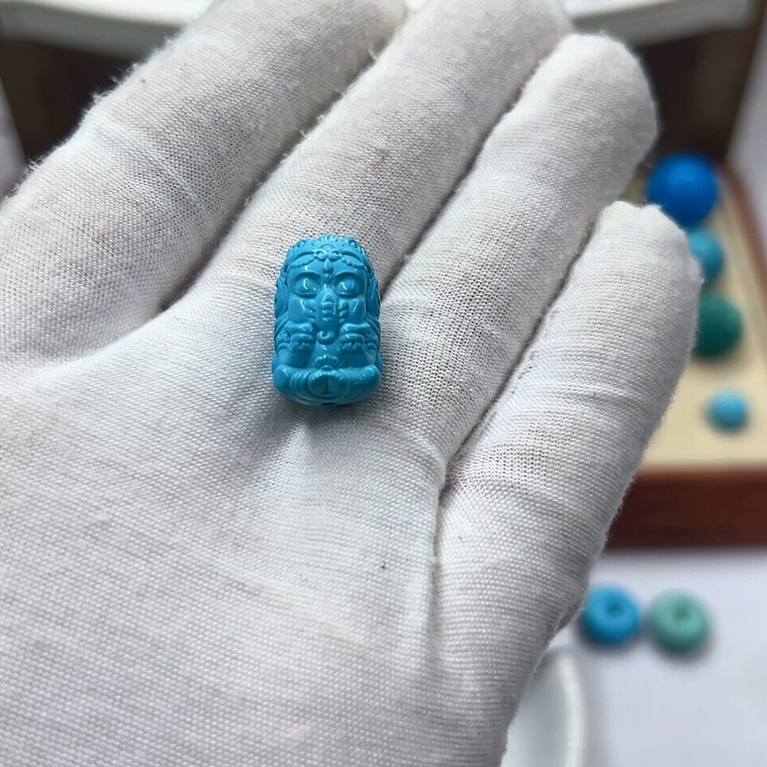 大理石磁石高瓷蓝色雕刻珠子