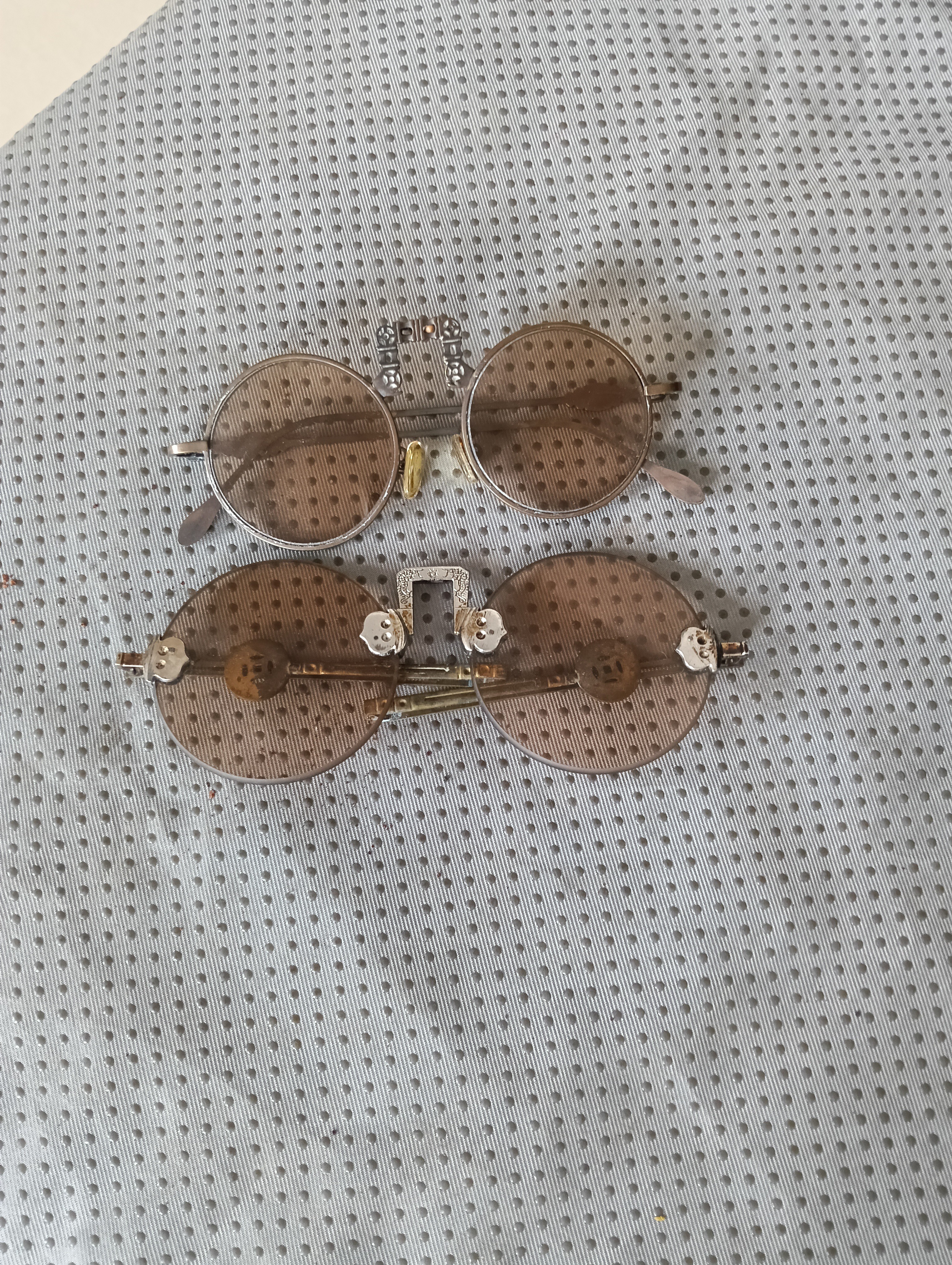 小摆件中式中古眼镜仿古老式复古圆形铜的全品正常使用家用创意