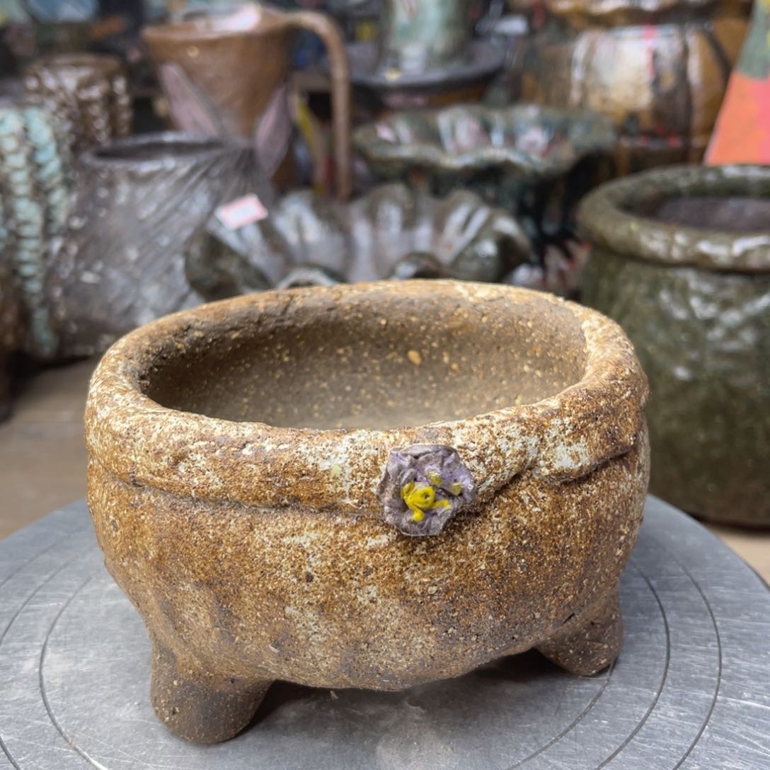 红陶粗砂陶手工花盆