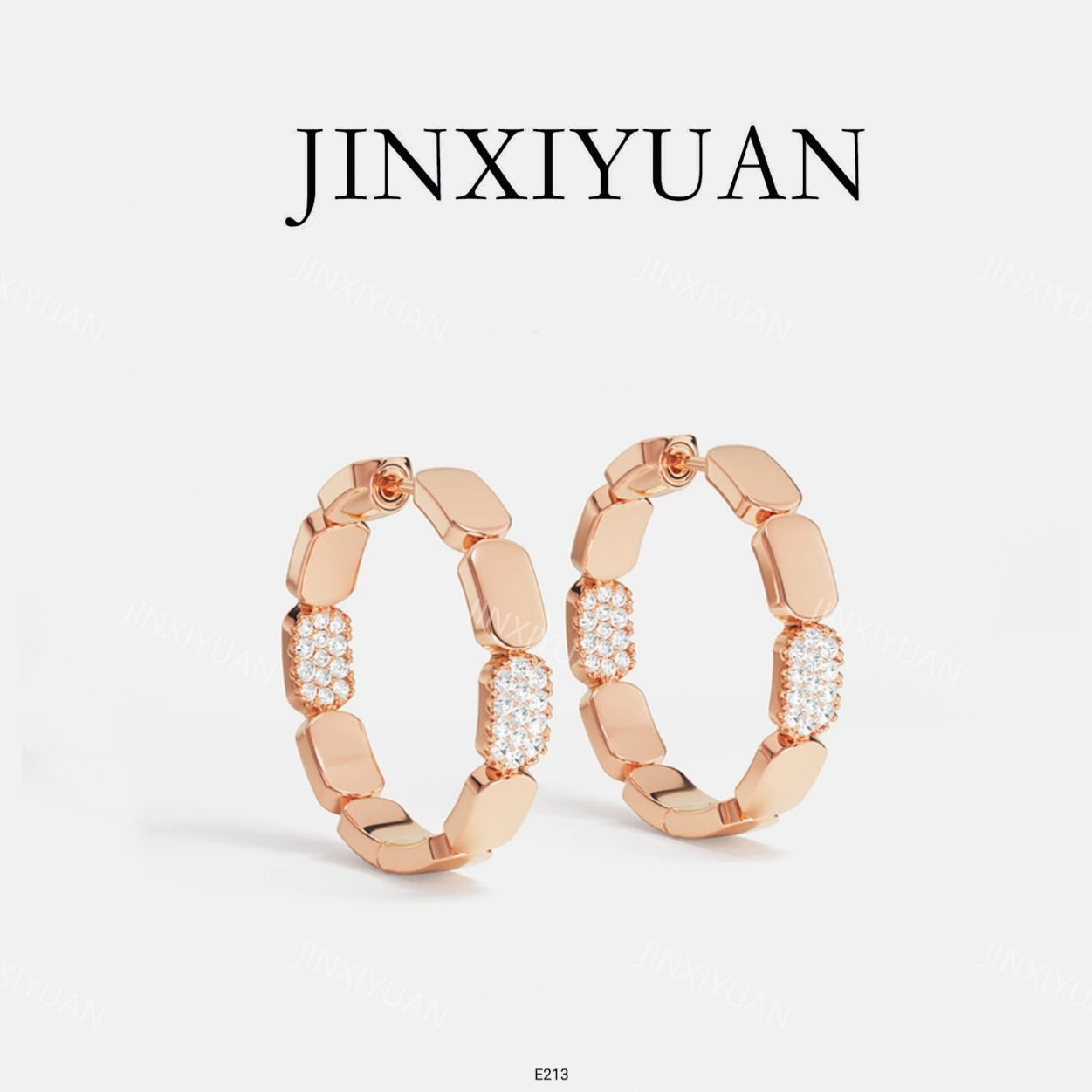 铜合金耳饰 JINXIYUAN/瑾熙媛 蜂巢几何大圈精工气质轻奢时尚E213