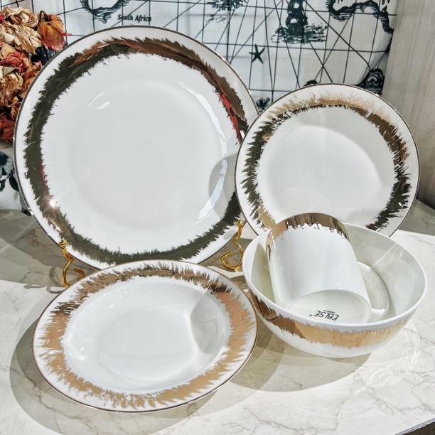 【轻奢金灿灿】高级！质感配套餐具合集 骨瓷45%盘碗碟深盘套装