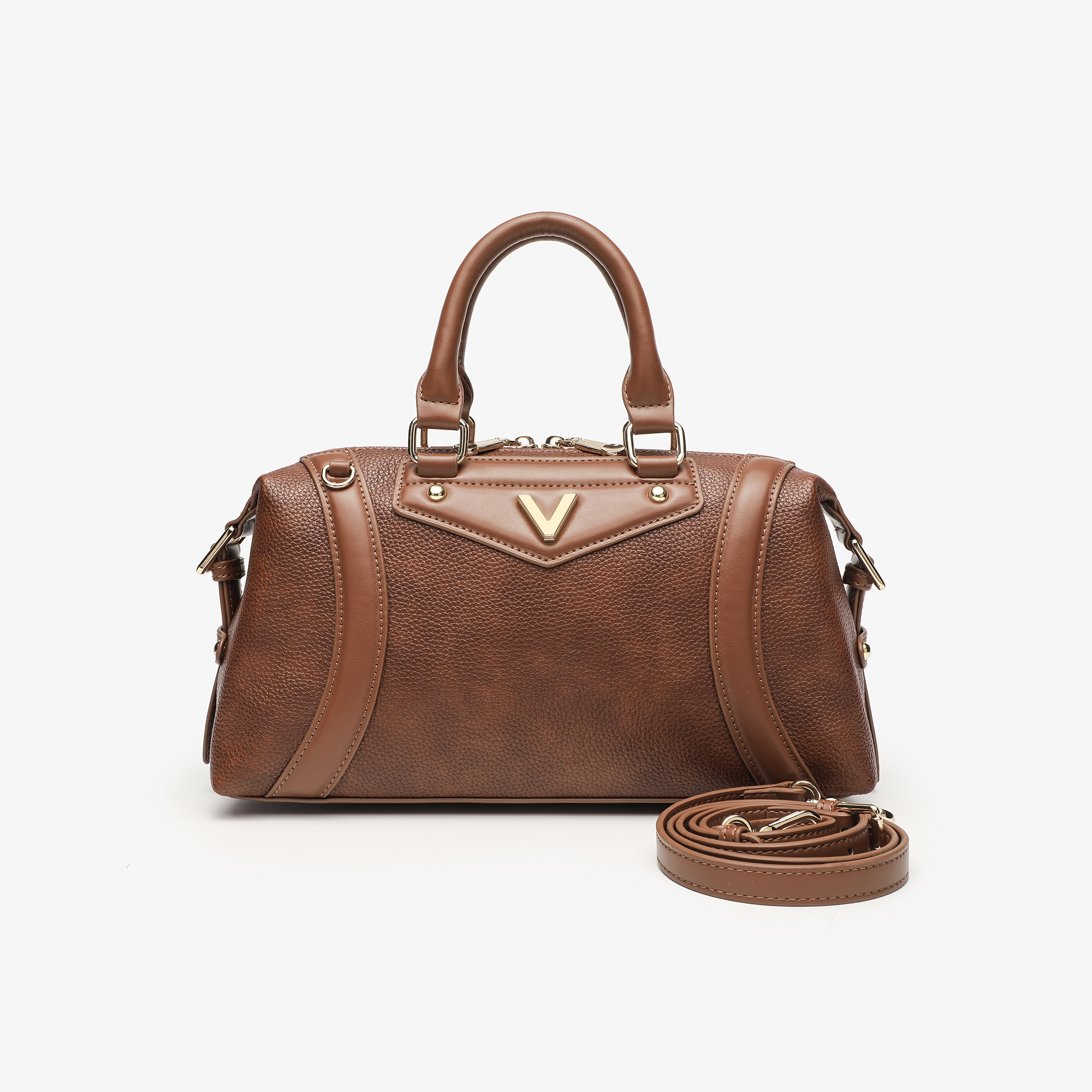 卡尔 蔻斯复古轻奢V字机车包CK25614K棕色