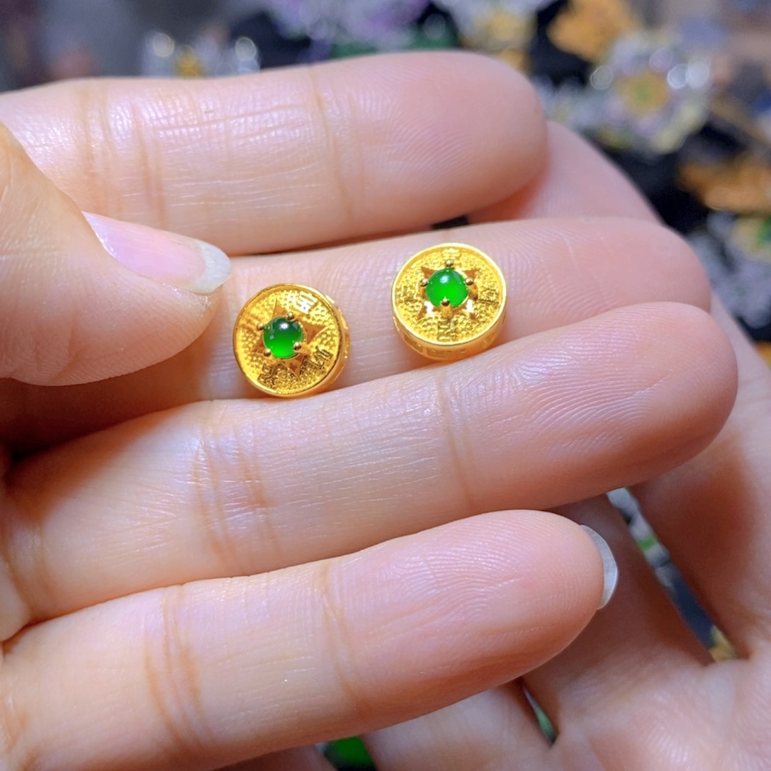 翡翠银S925镶嵌耳钉多样性发其一