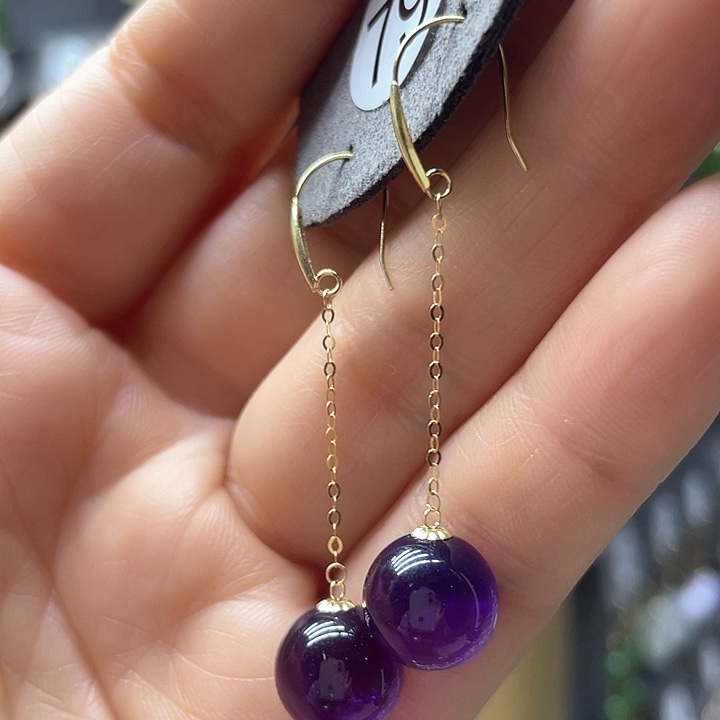 紫晶耳饰18K金镶嵌耳饰