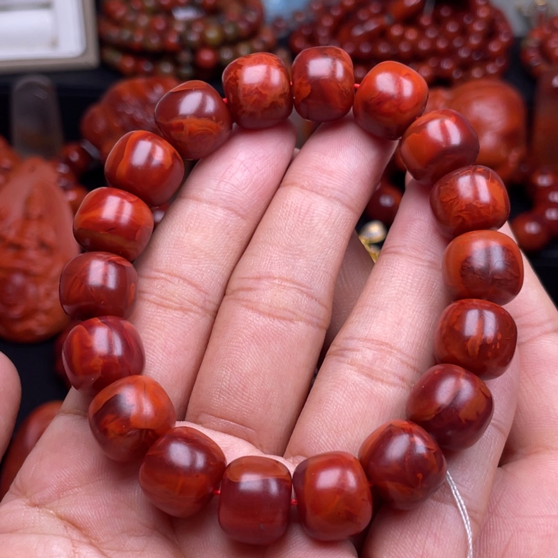 南红玛瑙珠宝奇石未镶嵌单圈13mm