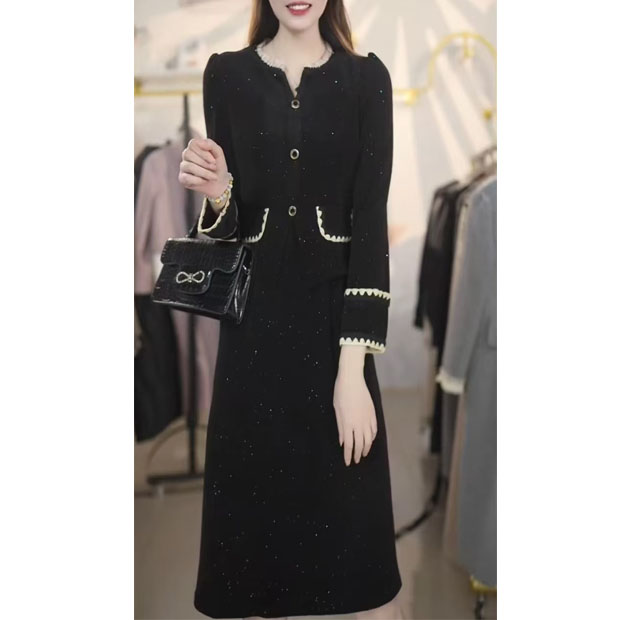 M812假两件2025新春款连衣裙高档气质时尚减龄显瘦高腰女装