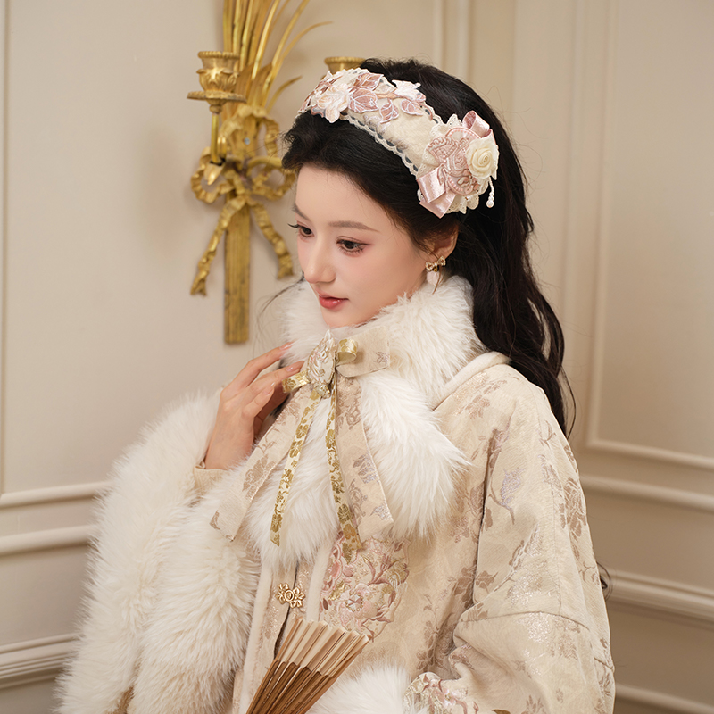 十三余小豆蔻儿[闻香怀雪]冬季明制汉服刺绣发箍气质外戴